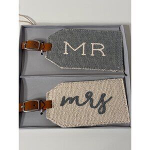 Mud Pie Mr. & Mrs. luggage tags Dhurrie wedding shower engagement honeymoon gift